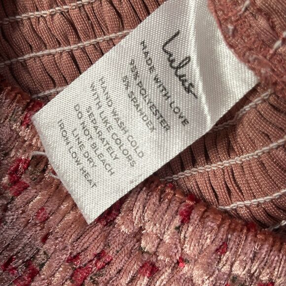 Lulus Dusty Rose Floral Velvet Dress Size Medium - Picture 5 of 13